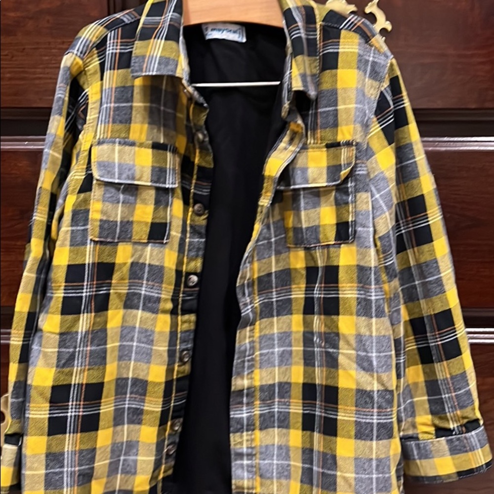 Mayoral plaid yellow and black lined top